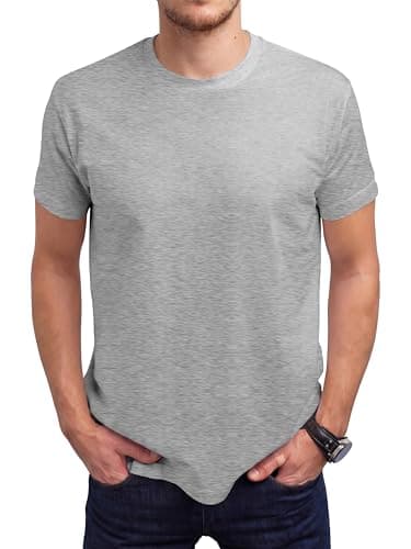 Image of Love My Fashions Men's Round Neck Short Sleeves Plain T-Shirt Heather Grey