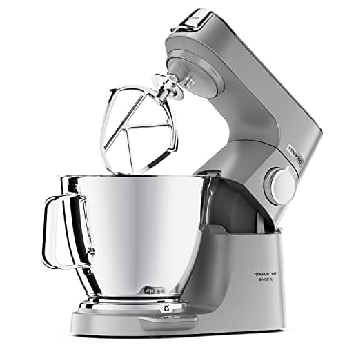 Image of Kenwood Titanium Chef Baker XL, Kitchen Machine with K-Whisk, Stand Mixer with Kneading Hook, Whisk and 6,7L Bowl, KVL85.004SI Power 1200W, Silver