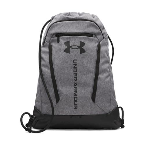 Image of Under Armour Unisex Hustle Sackpack, Water-Resistant Rucksack for Sports and Outdoor Pursuits, Essential Sports Bag with Front Pocket,Castlerock/Black/Black,OSFM
