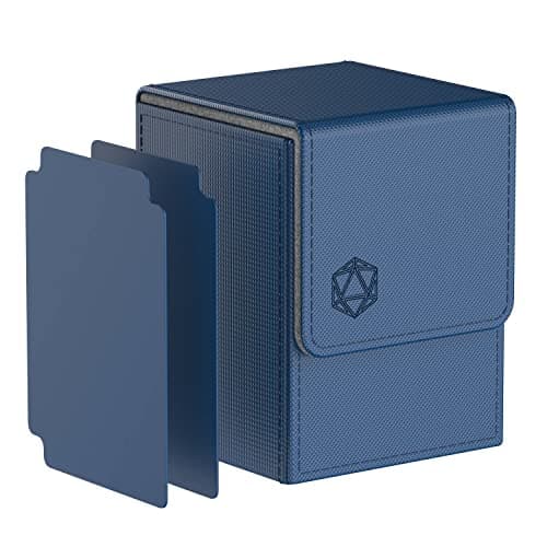 Image of Pulchra Card Deck Box, Cards Storage Case, Deck Boxes for MTG YGO TCG Card, with 2 Dividers per Holder, Large Size Holds up to 100+ Cards (Dice Design,Blue)