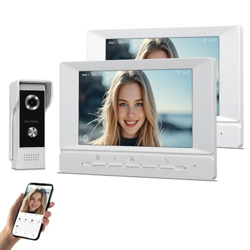 Image of QttyElok WiFi Video Door Phone Intercom System 1080P HD Camera Video Doorbell with 2 Monitors 7 Inch Color Screens, IR Night Vision, 2-Way Audio, Recording, Tuya APP Remote Unlock
