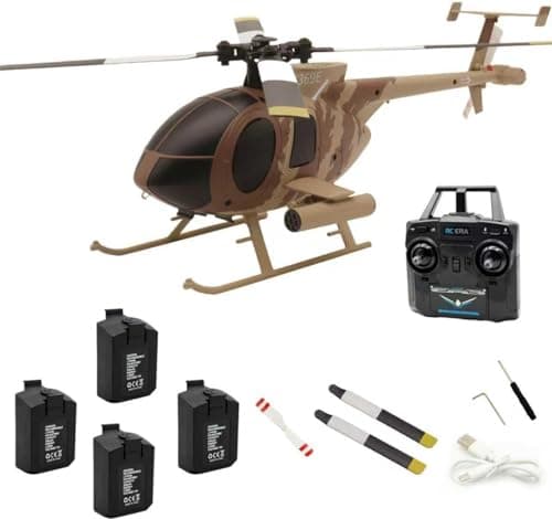 Image of RCXTechPro RC ERA C184 MD500 RC Helicopter with Dual Rotor, Optical Positioning, 6-Axis Gyro 2.4G 4CH Flybarless Remote Control Aircraft Model for Adults Enthusiasts