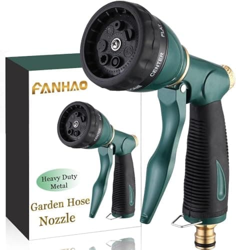 Image of FANHAO Garden Hose Spray Gun with 7 Patterns, 100% Heavy Duty Metal Hose Pipe Spray Gun Zinc Alloy High Pressure Hose Gun for Plant Watering, Car and Pet Washing, Sidewalk Cleaning