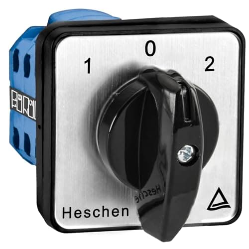 Image of Heschen Universal Rotary Cam Selector Changeover Switch, LW28-20/D303.3, Rounded Handle, 660V 20A, 3 Position 3 Phase 12 Terminals