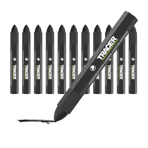 Image of Tracer Construction Lumber Crayon Markers, Pack of 12 - Black. 12 x Black Multi Surface Marking Crayons