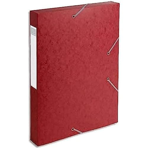 Image of Exacompta - Ref 14009H - Cartobox Pressboard Filing Box - 25 x 33cm, Suitable for A4 Documents, Elastic Straps on 2 Corners, 40mm Spine, FSC-Certified - Red (Pack of 10)