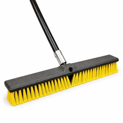 Image of EDS 18'' Commercial Garden Broom Heavy Duty Outdoor Yard Brush with Stiff Bristles & Long Stainless Steel Handle Hard Broom for Patio Driveway Deck Lawn Garage & Warehouse Cleaning
