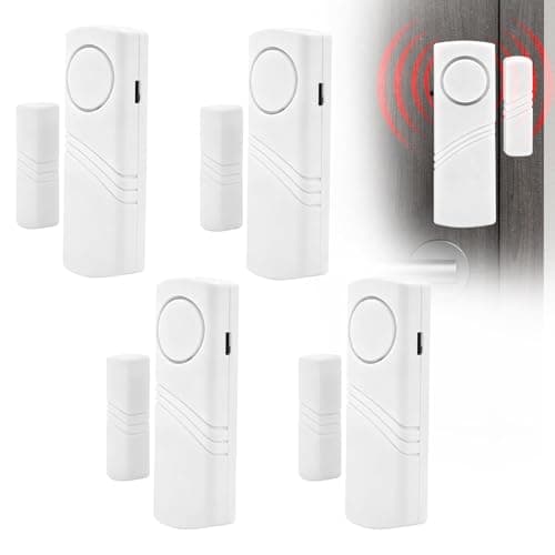 Image of 4 Pack Wireless Window Alarm Sensors & Door Alarm Sensors, Home Security System with Magnetic Contact for House Office Shed & Kids Safety, Easy Install Window Alarms for Security and Door Alarm Sensor
