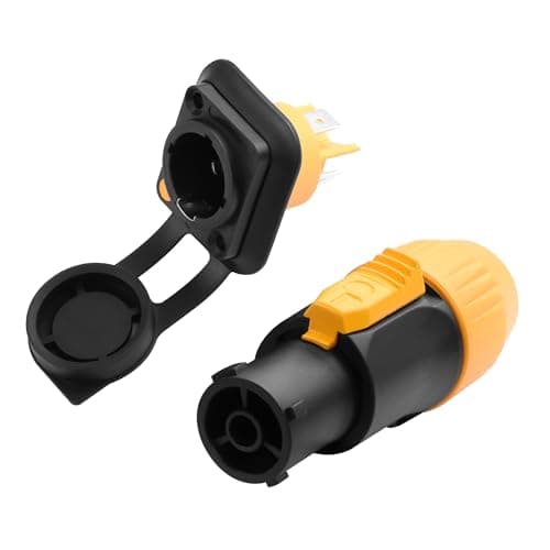 Image of YACSEJAO 3 Pin Powercon Connector Powercon Female Plug and Male Socket Panel Adapter,Waterproof Power Plug Connector for LED Displays,Stage Lighting, Speaker Equipment (Input)