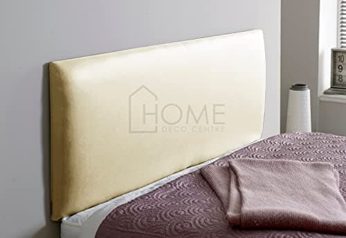 Image of CROWNBEDSUK Divan Bed Headboard Faux Leather Plain 26" high thick padding (Cream, 4FT6 (DOUBLE))