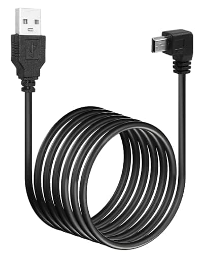 Image of QTMMC 11.5FT Mini USB Cable 90 Degree Right Angle USB A Male to Mini USB-B Charge Cord Extra Long Charge Cable for Nextbase Dash Cam Car GPS Navigator DVR MP3 Gopro Hero Digital Camera, 3.5M
