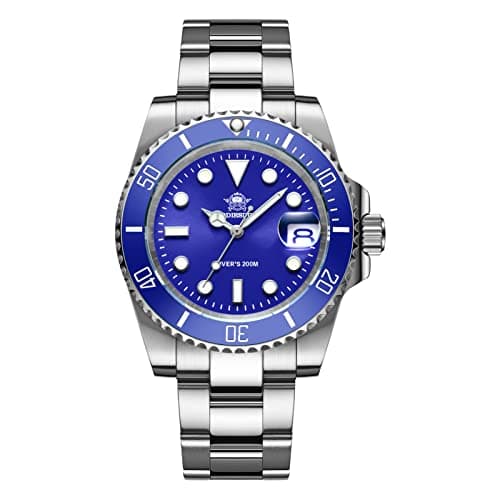 Image of ADDIESDIVE 41mm Quartz Watches for Men Diver 200M Steel Watch with Stainless Steel Bracelet Blue dial