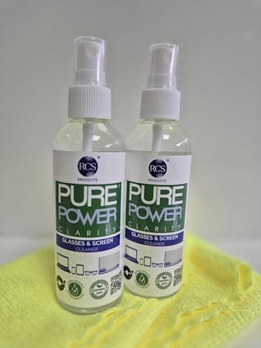 Image of Pure Power Clarity [2-Pack] 2x 100ml – Vegan Award Winning Lens & Screen Cleaner – Plant-Powered, Anti-Static, Streak-Free – Safe for AR Coatings, iPhones, Laptops & Glasses – Includes 2 Pro Cloths