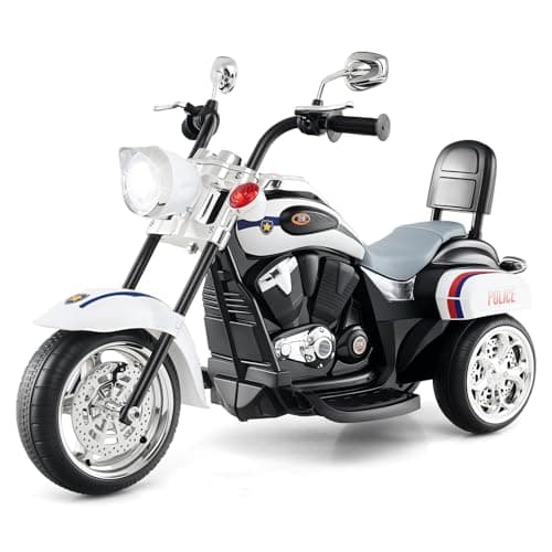 Image of Maxmass 3 Wheels Kids Electric Motorbike, 6V Battery Powered Children Ride on Motorcycle with Horn, Headlight, Forward/Reverse Switch, Toddler Electric Motorcycle Trike for 3+ Years Old (White)