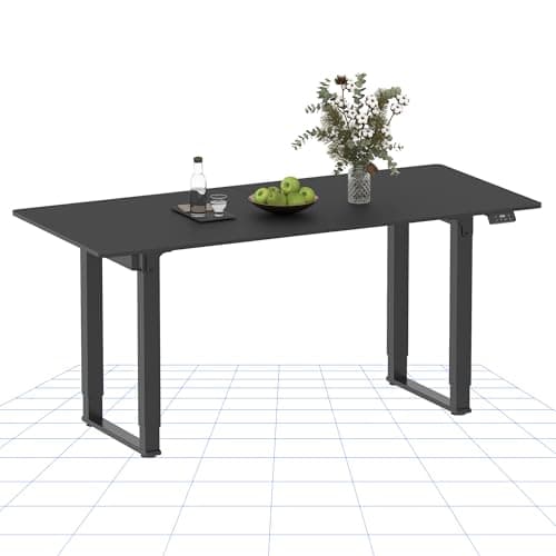 Image of FLEXISPOT Electric Standing Desk 4 Legs Dual Motors, Height Adjustable Sit Stand Home Office Workstation with Memory Smart Panel, Splice Board, QS2 140 * 70cm Black