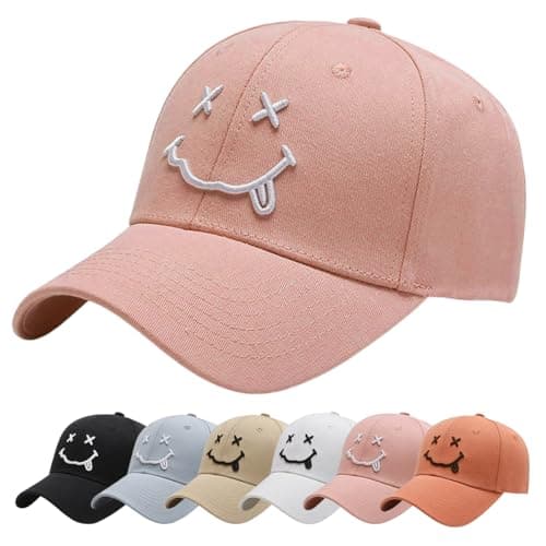 Image of Baynetin Baseball Cap Mens Quirky Bizarre Embroidery Hats Unisex, Hip Hop Trucker Caps Adjustable Breathable Summer Sun Hat Sports Cap for Outdoor (Pink)