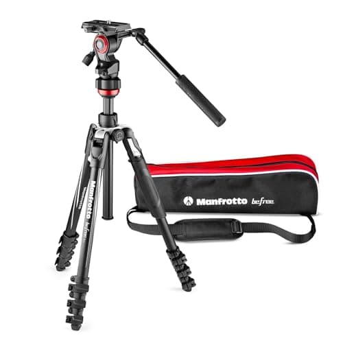 Image of Manfrotto Befree Live, Travel Video Tripod with Video Camera Head and Lever Closure, Aluminium Kit for DSLR, Mirrorless, Reflex and Videocameras, Photo and Video Accessories