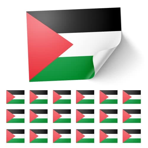 Image of 20 X Palestine Stickers – Palestinian Flag Decals 8.5cm x 5.5cm – Red, Green, White and Black Stickers for Laptops, Scrapbooks, Festivals, and Crafts