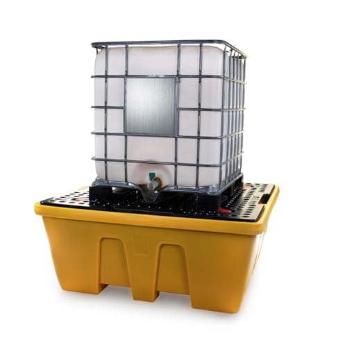 Image of Single IBC Spill Pallet 70×168×168cm Heavy-Duty Spill Containment Pallet, 110% Sump Capacity Bunded Pallet, HDPE Oil Fuel Chemicals Storage 249L Drum Pallet, Secondary Containment Pallet, UK Compliant
