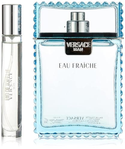 Image of Versace Man Eau Fraiche 3 Piece Gift Set: Eau De Toilette 100ml - Eau De Toilett