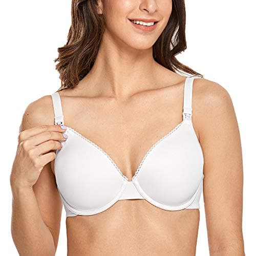Image of Gratlin Women's Full Cup Lightly Lined Plunge Underwire Maternity Nursing Bra White 36D