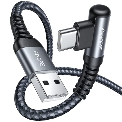Image of AINOPE USB C Charger Cable [2-Pack, 1M] 3.1A Fast Charging, Right Angle USB to USB C Cable for iPhone 16, Galaxy S24 S23 S10 Note10 9, Huawei, Sony Xperia, Xiaomi, LG, CarPlay-Space Grey