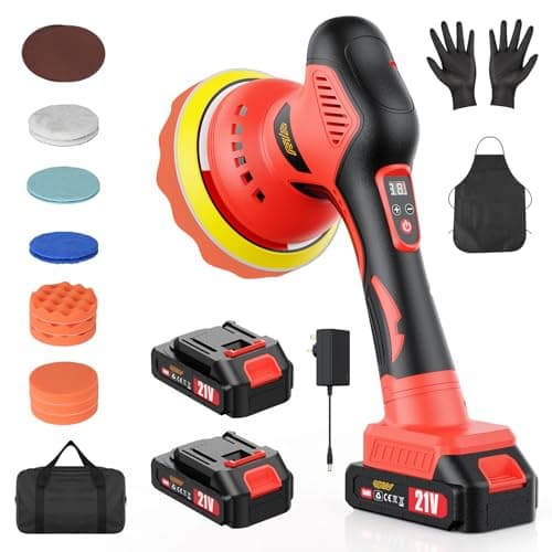 Image of Innsky Cordless Car Polisher, 2 * 21V 2.0Ah Rechargeable Batteries Car Buffer Polisher Machine with 8 Variable Speed 2800-6200RPM, 6 IN Dual Action Car Polisher for Detailing Polishing