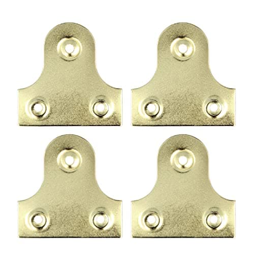 Image of Large Picture Flat Hanging Brackets for Wall Heavy Duty Picture Hanging Plates 50mm Brass Wall Mirror Hanger Plates/Fixings Pack of 4