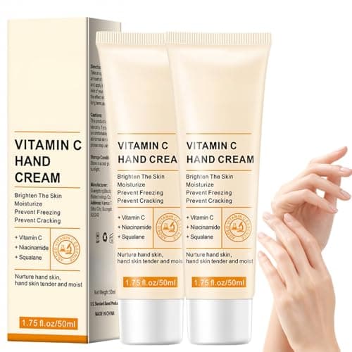 Image of 2PCS Vitamin C Hand Cream Anti Ageing,Moisturising Handcream,Hand Cream for Very Dry Hands,Deep Hydrating Hand Moisturiser,Hand&Nail Cream with Cuticle Care,Fast Absorbing Dry Skin Cream,for Women Men