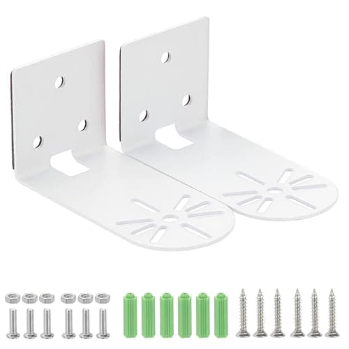 Image of OLegei Set of 2 Wall/Celling Mount Surveillance Bracket Metal Dome Camera Mount with Adhesive for No Drill-Universal Security Camera Mounting Bracket-CCTV Camera Indoor Mount Support (White)