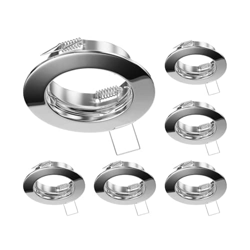 Image of ledscom.de 6 pcs. recessed Ceiling Frame Fere, Round, Glossy Chrome