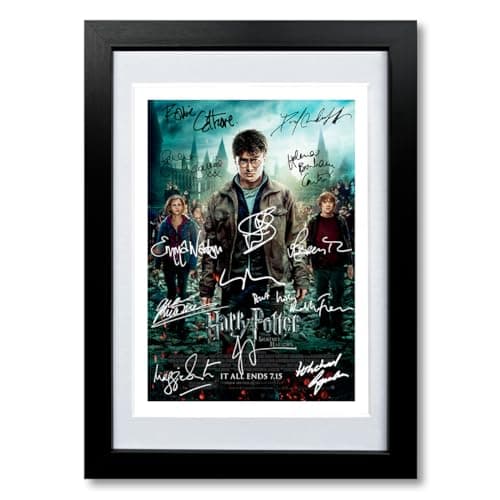 Image of Harry Potter Cast Signed Autograph Poster Photo Print Framed Memorabilia Gift Movie Film Daniel Radcliffe Rupert Grint Emma Watson (Deathly Hallows Part 2, A4 Framed & Mounted)