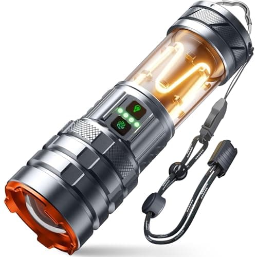 Image of Sogdeco Torches LED Super Bright 1000000 Lumens, Rechargeable Torch with Camping Light, Zoomable, 11 Modes, Long Battery Life, Waterproof, Powerful Battery Powered, Camping Dog Walking Emergency