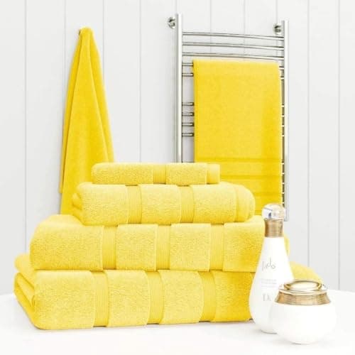Image of RugsCity Luxury Towel Set 100% Cotton 2 Piece Towel Set Hand Towel Bath Towel Bale 500 GSM Bathroom towels 2 Piece Sets (Yellow)