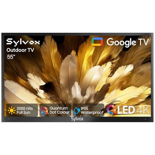 Image of SYLVOX Outdoor TV, 55 Inch 4K QLED Smart TV, Quantum Dot, 2000Nit Ultra Bright QLED Television for Full Sun, Direct-Sun Protection, IP55 Waterproof, Dolby Atmos, with Google Cast, Voice Remote (2024)