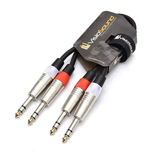 Image of VisioSound 2 x 6.35mm 1/4" Stereo TRS Jack Balanced Twin Lead/Signal Audio Patch Cable 0.5m