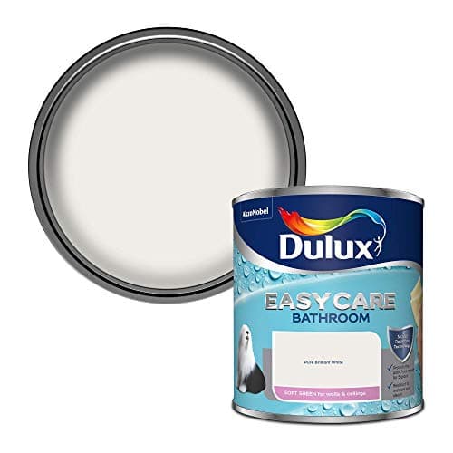 Image of Dulux 500001 Easycare Bathroom Soft Sheen Emulsion Paint for Walls and Ceilings - Pure Brilliant White 1L