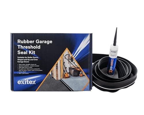 Image of Exitex Garage Floor Threshold Seal Kit 2515mm (8ft 3in) – Complete Kit with Exi-Bond Adhesive – Rubber Weatherproof Draught Excluder – Strong Drive-Over Bottom Seal for Roller & Hinged Garage Doors