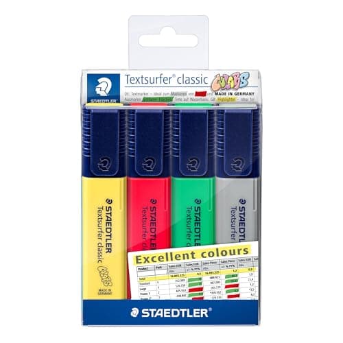 Image of STAEDTLER 364 CWP4-X Textsurfer Classic Highlighter - Assorted Excel Colours (Pack of 4)