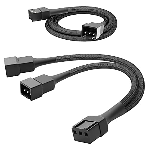 Image of KabelDirekt – 90cm 3-pin fan extension cable + 15cm 3-pin fan to 2 x 3-pin Y-cable