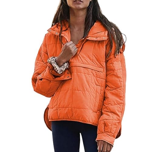Image of uSecee Ladies Casual Winter Warm Thick Sherpa Fleece Jacket Full Zip Up Hoodie Sweatshirt for Women Orange