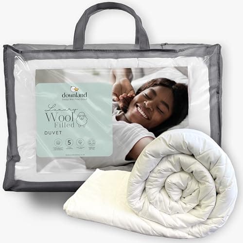 Image of Downland Wool Duvet King Size 10.5 Tog – Natural Wool Filled Kingsize Quilt with Soft Cotton Cover – Breathable, Hypoallergenic & Mediumweight – All Seasons Bedding Quilt