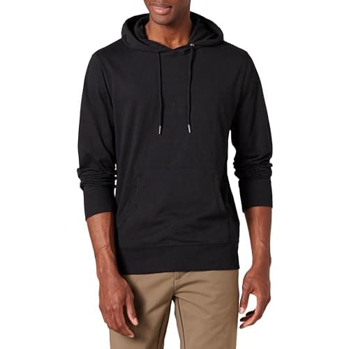 Image of Amazon Essentials Men's Lightweight Jersey Pullover Hoodie, Black, M