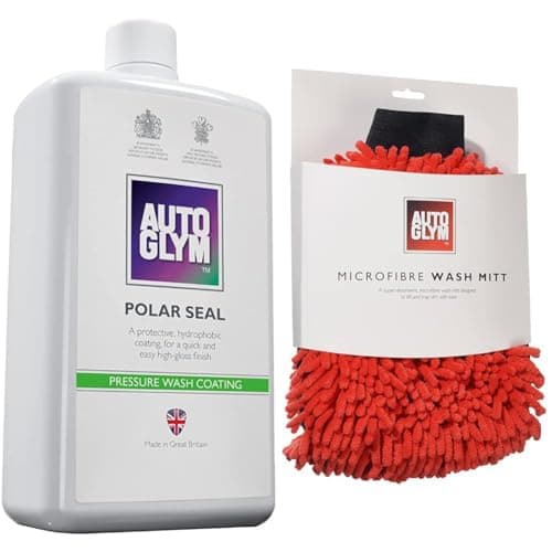 Image of Autoglym Polar Seal, 1L - Thick Snow Foam Pressure Wash Coating For High-Gloss Finish & Microfibre Noodle Wash Mitt - Mircrofibre Cleaning Mitt Specially Designed For a Quick, Streak-free Finish
