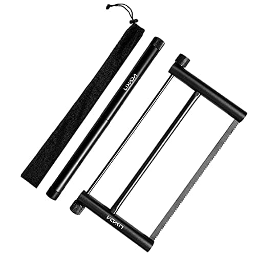 Image of Tbest Folding Wood Saw Aluminum Alloy Hand Saw Portable Garden Bucksaw for Woodworking Camping Hiking Survival Tools with Storage Pouch (Black)