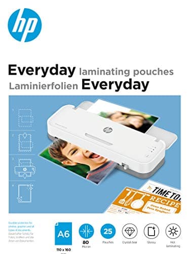 Image of HP Everyday A6 80 Micron Glossy Clear Hot Laminating Pouches (Pack of 25)
