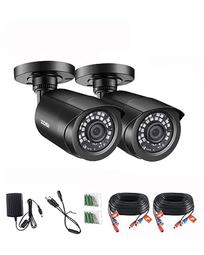 Image of ZOSI 2 Pack 1080P Security Camera Outdoor with 80ft Night Vision, IP66 Weatherproof, Motion Detection, CCTV Surveillance Bullet Cameras Only Support TVI DVR,1080p 2 Tvi Bullet Camera -Black