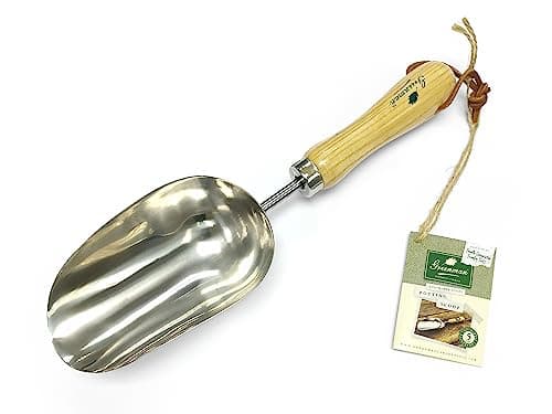 Image of Greenman Stainless Steel Potting Scoop Ash Handled