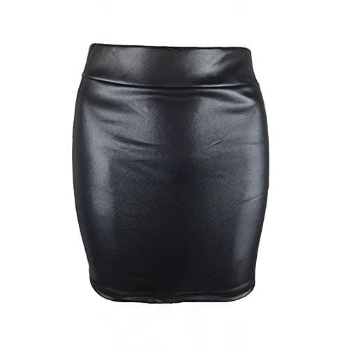Image of BODYWEAR LTD Womens Sexy PU Mini Skirt Faux Leather - Office Wear, Party/Club Wear (Black, UK Size 10 - S/M)