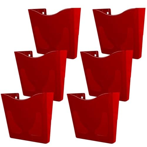 Image of Deflecto 6-Pack Red A4 Wall Mounted Document Holders – Portrait Sign, Leaflet & Menu Display